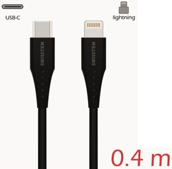 SWISSTEN kabel USB-C Lightning 0,4m 3A černá (vhodné do aut) 