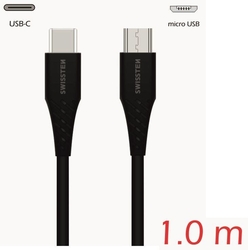 SWISSTEN kabel USB-C microUSB 1m 3A černá (vhodné do aut)