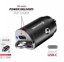 SWISSTEN nabíječ 2x USB-C POWER DELIVERY NANO 12V/45W černá 