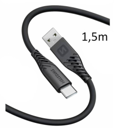 SWISSTEN kabel USB USB-C silikonový 1,5m 3A 60W černá 