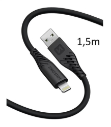 SWISSTEN kabel USB Lightning silikonový 1,5m 3A 60W černá 