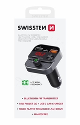 SWISSTEN Bluetooth USB FM Transmitter + USB-C 12W, USB-A 18W