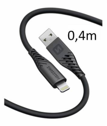 SWISSTEN kabel USB Lightning silikonový 0,4m 3A 60W černá 