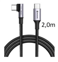 SWISSTEN kabel USB-C USB-C úhlový 100W pro notebooky a gaming 2,0m 5A černá 