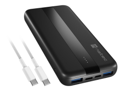 Power banka Natec TREVI SLIM Q V2 10000mAh, 2X USB-A 18W, 1X USB-C 20W, USB-C - USB0-C kab