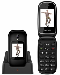 EVOLVEO EasyPhone FD, mobilní telefon pro seniory s nabíjecím stojánkem (černá barva)