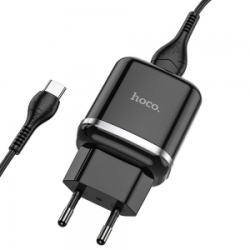 Cestovní nabíječ HOCO N2 Vigour 1x USB A (2A) + kabel USB A na Lightning, barva  černá