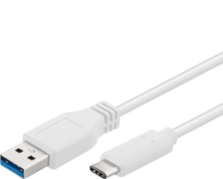 PremiumCord USB-C/male - USB 3.0 A/Male, bílý, 1m