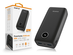 Powerbanka ALIGATOR PD20W+QC22.5W, rychlé nabíjení, 30 000 mAh, černá