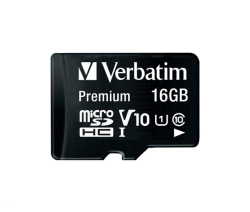VERBATIM MicroSDHC karta 16GB Premium, U1 + SD adaptér 