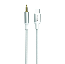 SWISSTEN audio kabel USB-C Jack 3,5mm textilní 1,5m bílý