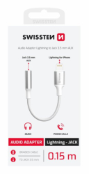SWISSTEN redukce USB-C JACK 3,5mm textilní 0,15m stříbrná