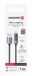 SWISSTEN LCD kabel USB Lightning textilní 1m 3A