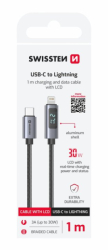 SWISSTEN LCD kabel USB-C Lightning textilní 1m 3A