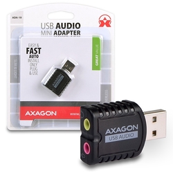 AXAGON ADA-10, USB 2.0 - externí zvuková karta MINI, 48kHz/16-bit stereo, vstup USB-A