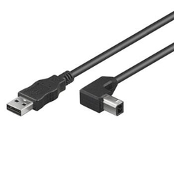 PremiumCord Kabel USB 2.0, A-B, 3m se zahnutým USB-B konektorem 90°