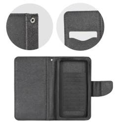 Leather Case Fancy Book Universal 4,8" - 5,3" Black