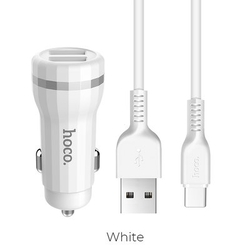 CL adaptér HOCO Z27 2x USB 2,4A, kabel Lightning, barva bílá