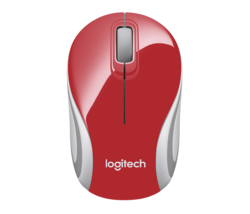 Logitech Mini M187/Cestovní/Optická/Bezdrátová USB/Červená