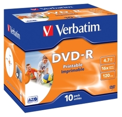 VERBATIM DVD-R (1 ks )Printable/16x/4.7GB/Jewel