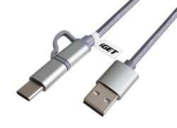 iGET G2V1 - USB kabel Micro USB/ USB - C dlouhý pro veškeré mobilní telefony, včetně odoln