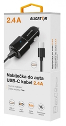 Aligator nab. do auta USB-C s USB TCH 2,4A černá