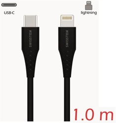 SWISSTEN kabel USB-C Lightning 1m 3A černá (vhodné do aut) 