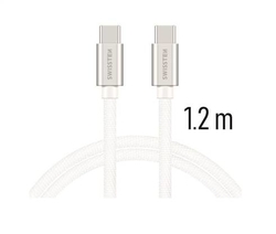 SWISSTEN kabel USB-C USB-C textilní 1,2m 3A stříbrná 