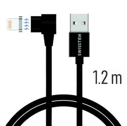 SWISSTEN kabel USB Lightning magnetický textilní úhlový 1,2m 3A
