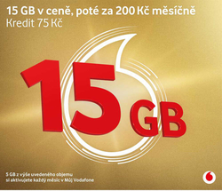 Zlatá karta Vodafone - 15 GB v ceně